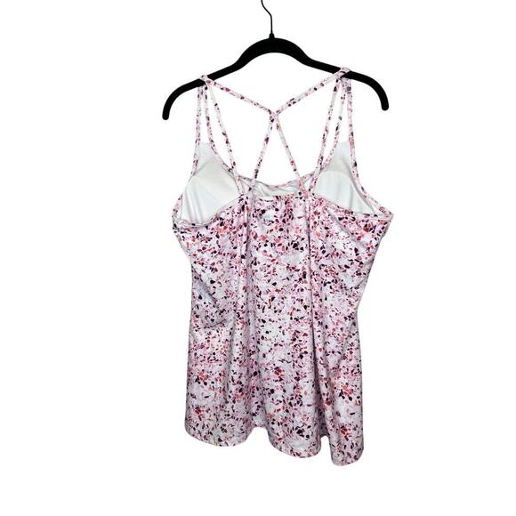 Gaiam Strappy Work Out Tank Athleisure Built-in Bra Size XXL Pink Geo Pattern - Picture 5 of 6